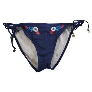 🟢2322 * Juicy Couture Bkack Label Floral Bikini Bottom Blue White Red Size M